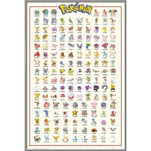 Pokemon - Framed TV Show / Gaming Poster / Print (Kanto 151 - All 151 Pokemons) (Size: 24" x 36")   